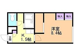 レオパレストリノ 1Kの間取図画像
