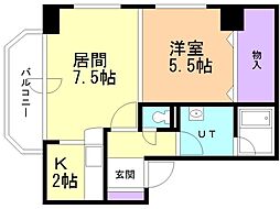 ブリッジひばりが丘 1LDKの間取図画像