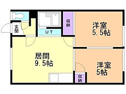 フィオーレ厚別 2DKの間取図画像