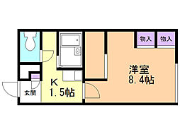 レオパレス新さっぽろ3 1Kの間取図画像