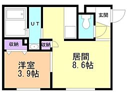 マリオット共栄町 1LDKの間取図画像
