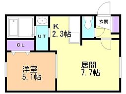 SORTE677 1LDKの間取図画像