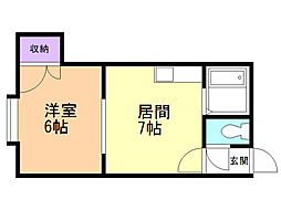 グリーンコート青葉 1DKの間取図画像