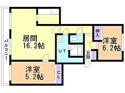 KDマンション-1 2LDKの間取図画像