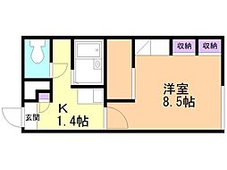 レオパレスリラ 1Kの間取図画像