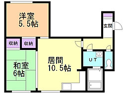 エスペランダ新札幌 2LDKの間取図画像