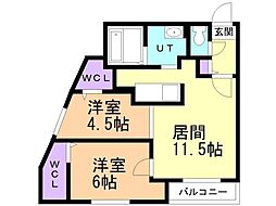 Dormire新札幌 2LDKの間取図画像