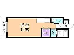アサヒアンソレイエ ワンルームの間取図画像