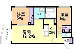 Lcreate新さっぽろ 2LDKの間取図画像
