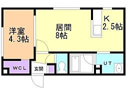 Lcreate新さっぽろ 1LDKの間取図画像