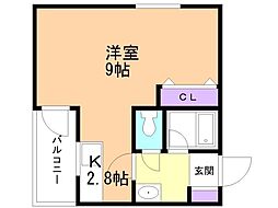 クレアコートひばりが丘 1Kの間取図画像