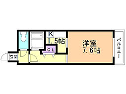イーストフェアリー 1Kの間取図画像