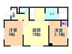厚別中央ハイツ 2LDKの間取図画像
