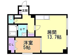 コーポリヴラン 1LDKの間取図画像