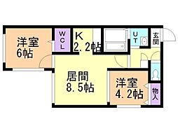 Sequence新札幌 2LDKの間取図画像
