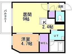 レスツオン厚別2 1LDKの間取図画像