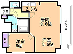 ヴァージェ共応 1LDKの間取図画像