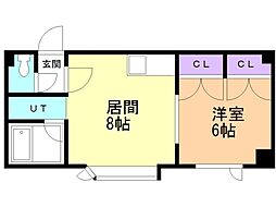 ニュープログレスビル 1LDKの間取図画像