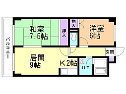 アルファロジェ 2LDKの間取図画像
