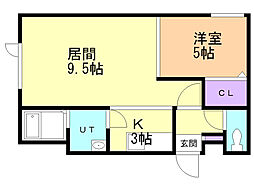 ラ・シュエット新札幌 1LDKの間取図画像