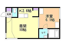 トラピース新札幌 1LDKの間取図画像