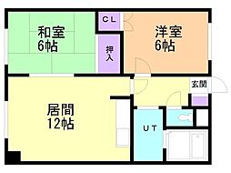 スターハイツ北野 2LDKの間取図画像