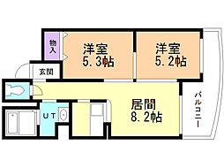 ラークヒルズマンション 2DKの間取図画像