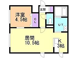 ルームイン厚別 1LDKの間取図画像