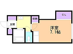 ソフトタウン大谷地 ワンルームの間取図画像
