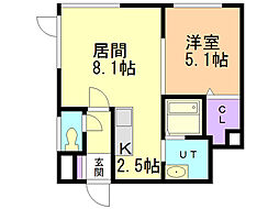 アリエス南郷 1LDKの間取図画像