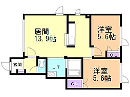 アークヒルズ輪厚 2LDKの間取図画像