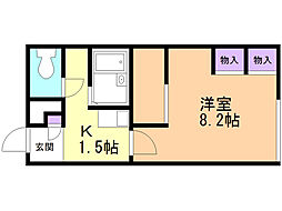 レオパレスこも家東 1Kの間取図画像
