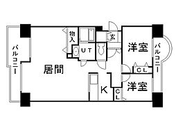 グランジュール新札幌ノースヒル 2LDKの間取図画像