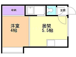 オークハウス 1DKの間取図画像