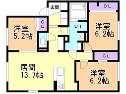 ＯＲＫＡ　Ｖｉｌｌａｇｅ　Ｂ 1階3LDKの間取り
