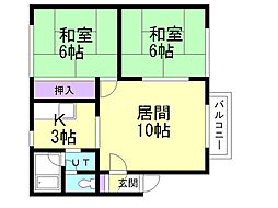 クリスタルピアC 2LDKの間取図画像