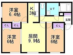 第2コーポナカムラ 3LDKの間取図画像