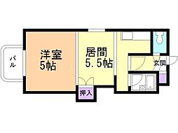 ビッグバーンズマンション新札幌 1DKの間取図画像