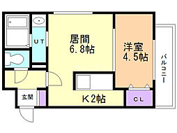 アンクレー南郷 1LDKの間取図画像