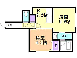 ラメール 1LDKの間取図画像