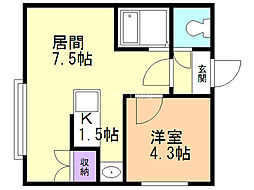 プリマカーサ南館 1LDKの間取図画像