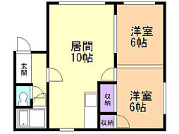 ハイツアキラ 2LDKの間取図画像