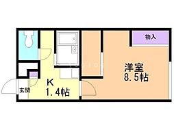 レオパレスKYOEI 1Kの間取図画像