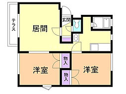 ヴェルディ青葉 2LDKの間取図画像