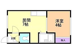 グランカーサひばりケ丘 1DKの間取図画像