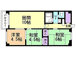 ウエストビル 3LDKの間取図画像