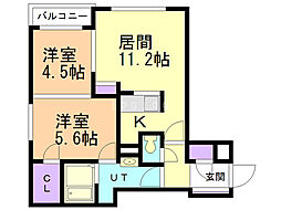 パークシティ新札幌 2LDKの間取図画像