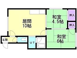 メープルハイツ 2LDKの間取図画像