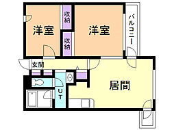 クリオパレス青葉壱番館 2LDKの間取図画像