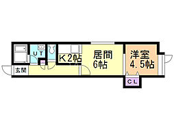 フリューブジョーヌ3 1LDKの間取図画像